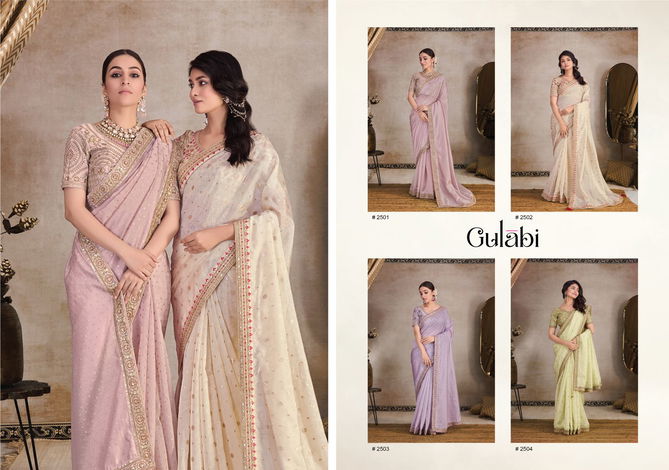 Gulabi By Renik Fashion Heavy Embroidery Organza Saree Suppliers In India